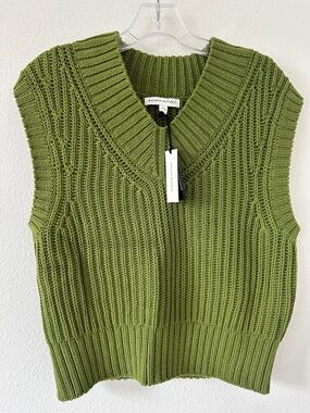 Banana Republic Cotton V-Neck Cropped Sweater Vest Size L NWT